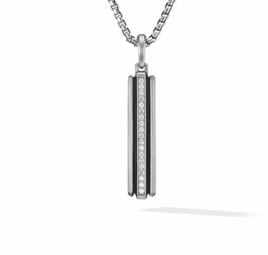Deco Ingot Tag in Sterling Silver with Pave Diamonds - David Yurman- Diamond Cellar