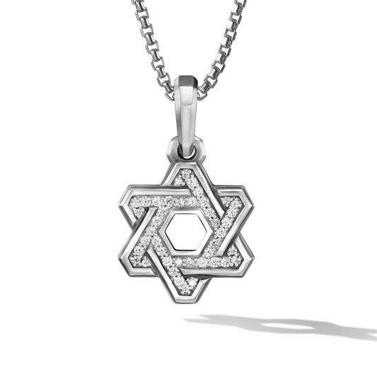Deco Star of David Pendant in Sterling Silver with Pave Diamonds - David Yurman- Diamond Cellar