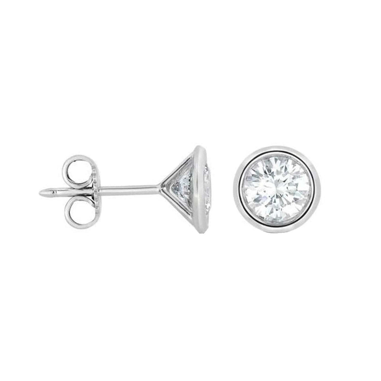 Diamond Bezel Set Stud Earrings - Diamond Cellar- Diamond Cellar
