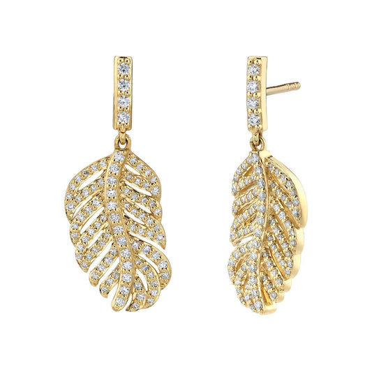 Diamond Feather Earrings - Sloane Street- Diamond Cellar
