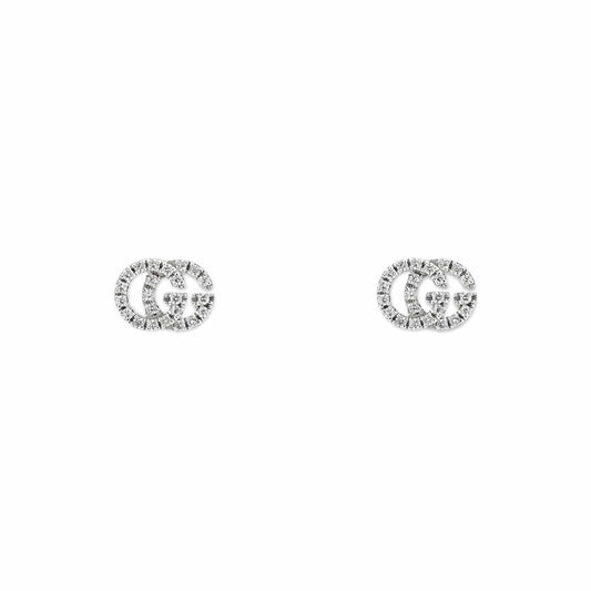 Diamond GG Running Stud Earrings - Gucci- Diamond Cellar
