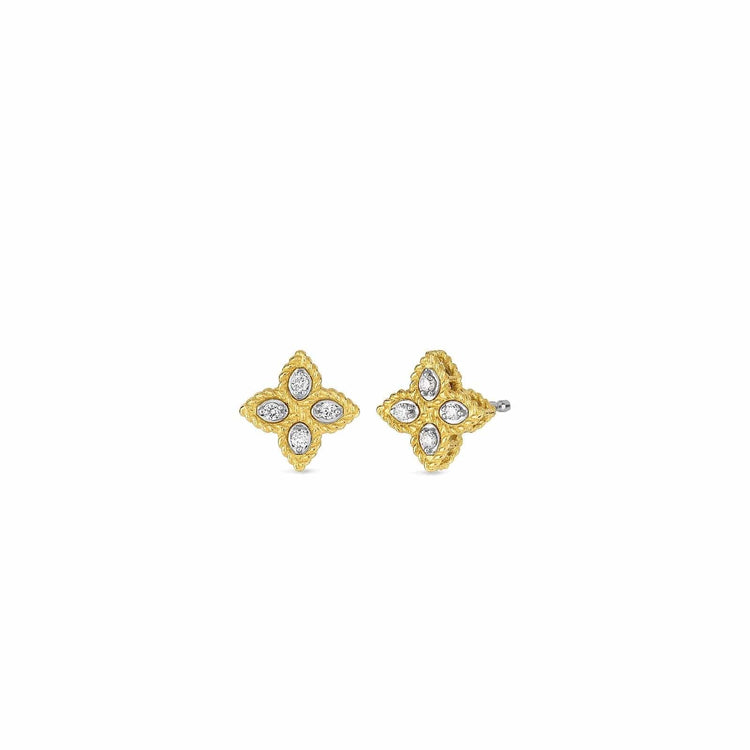 Diamond Small Princess Flower Earrings - Roberto Coin- Diamond Cellar