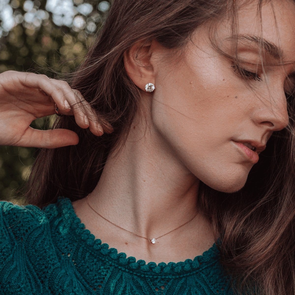 Women's Gold Diamond Stud Earrings
