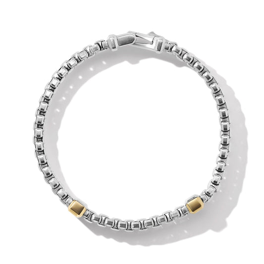 Double Box Chain Bracelet in Sterling Silver with 18K Yellow Gold - David Yurman- Diamond Cellar