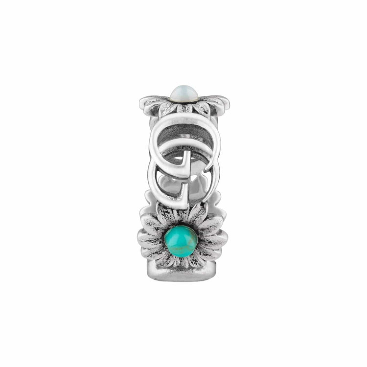 Double G Flower Ring with Mother of Pearl and Blue Topaz (Size 12) - Gucci- Diamond Cellar