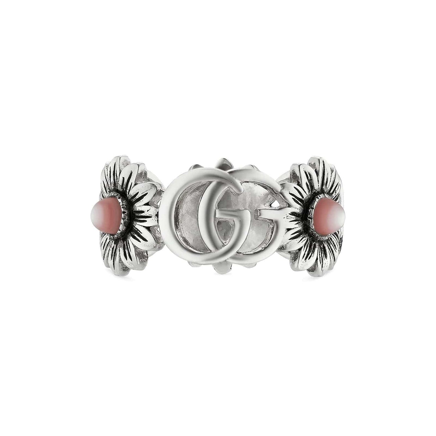 Double G Flower Ring with Pink Mother of Pearl - Gucci- Diamond Cellar