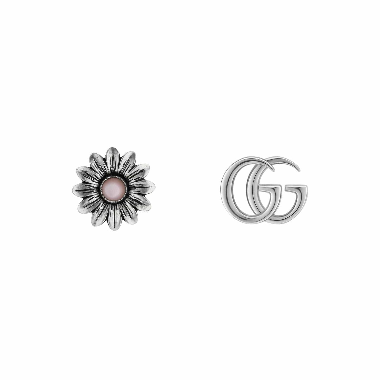 Double G Flower Stud Earrings with Pink Mother of Pearl - Gucci- Diamond Cellar