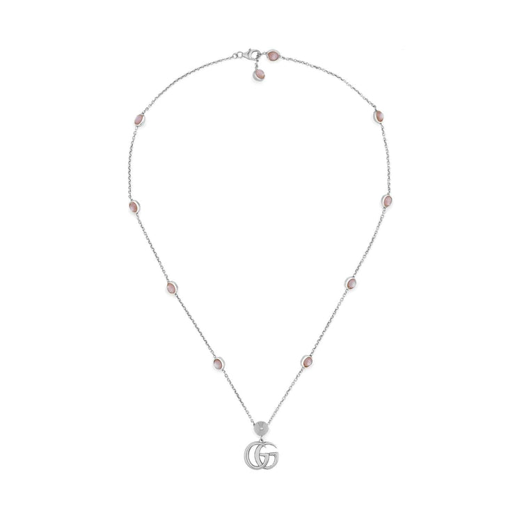 Double G Necklace with Pink Mother of Pearl Stations - Gucci- Diamond Cellar