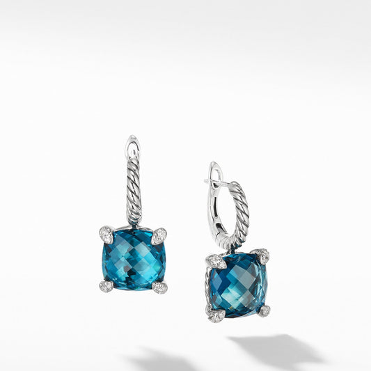 Drop Earrings with Hampton Blue Topaz and Diamonds - David Yurman- Diamond Cellar