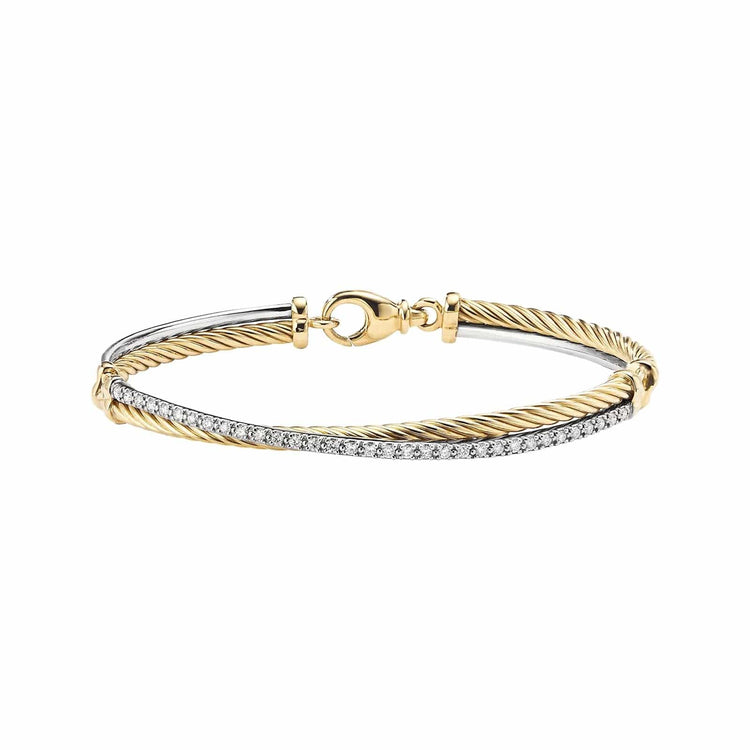 DY Crossover Bracelet with Diamonds - David Yurman- Diamond Cellar