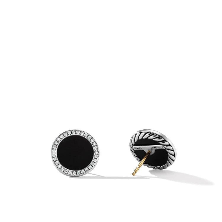 DY Elements Button Earrings with Black Onyx and Pave Diamonds - David Yurman- Diamond Cellar