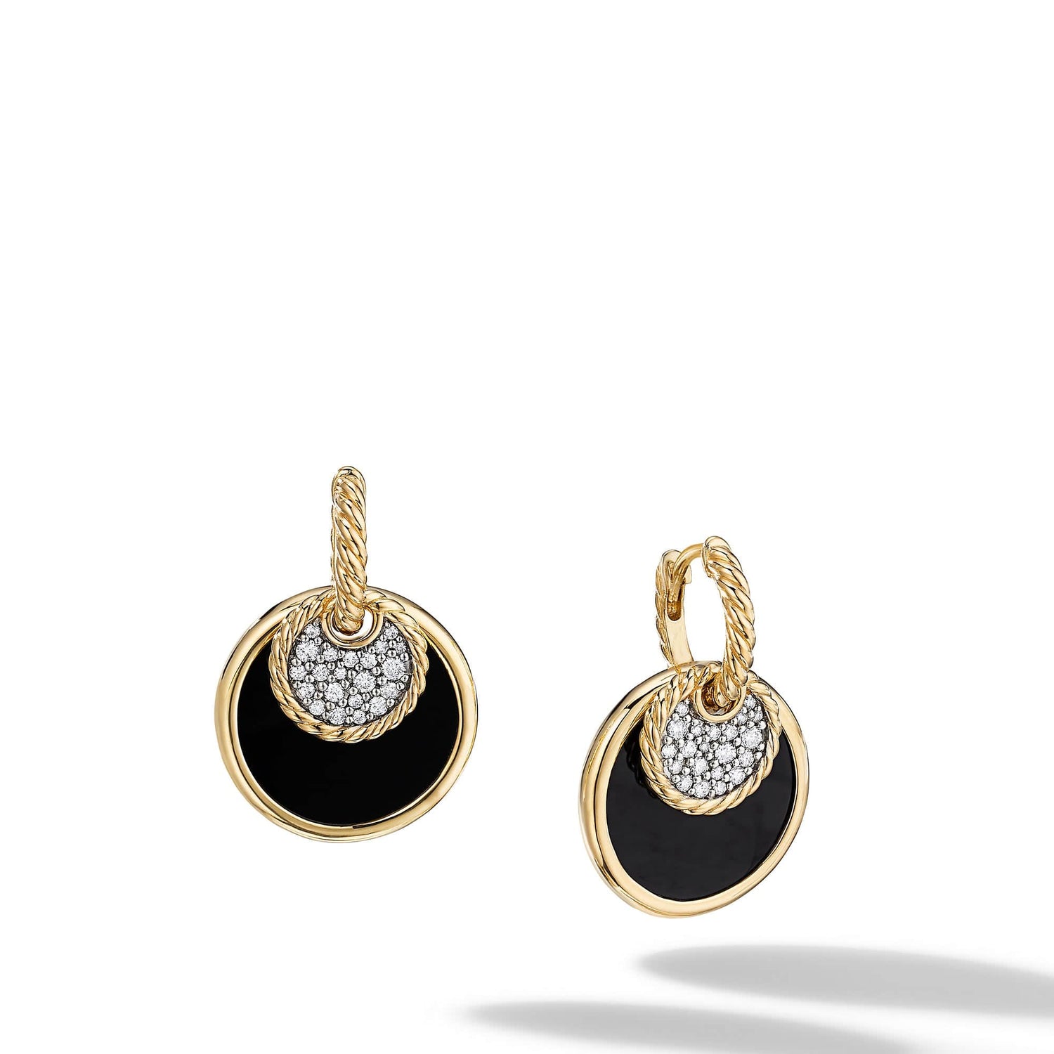 DY Elements Convertible Drop Earrings in 18K Yellow Gold with Black Onyx and Mother of Pearl and Pave Diamonds - David Yurman- Diamond Cellar