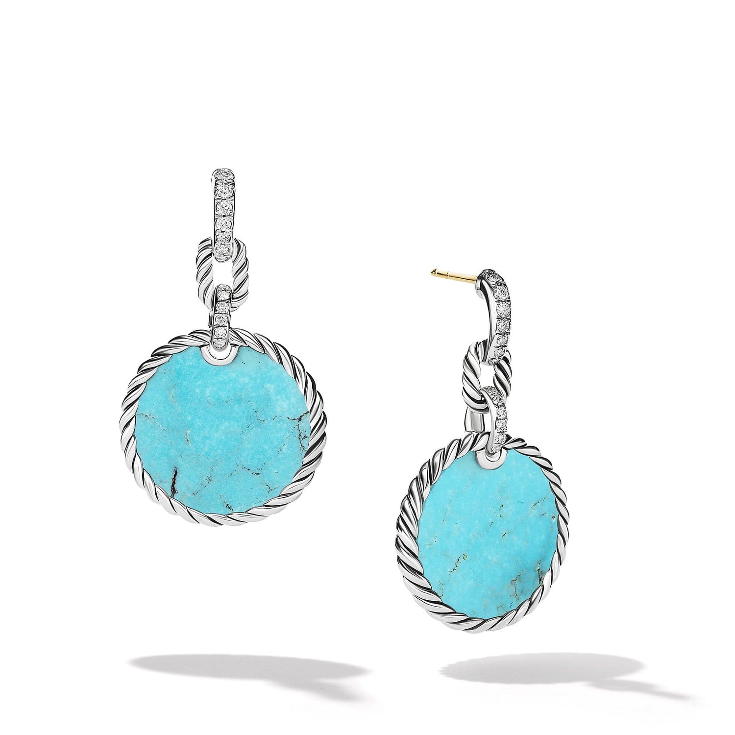 DY Elements Convertible Drop Earrings with Turquoise and Pave Diamonds - David Yurman- Diamond Cellar