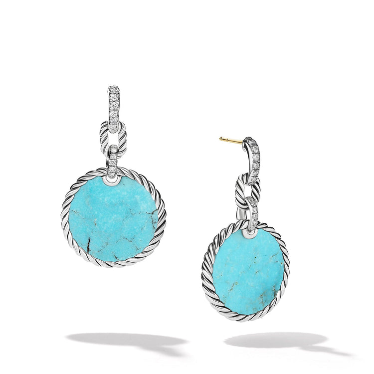 DY Elements Convertible Drop Earrings with Turquoise and Pave Diamonds - David Yurman- Diamond Cellar