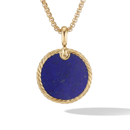 DY Elements Disc Pendant in 18K Yellow Gold with Lapis - David Yurman- Diamond Cellar