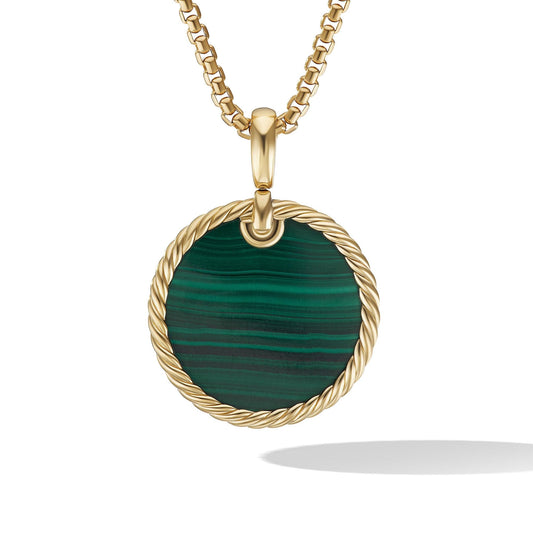 DY Elements Disc Pendant in 18K Yellow Gold with Malachite - David Yurman- Diamond Cellar
