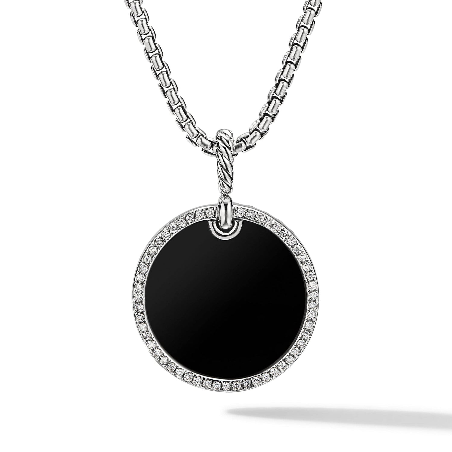 DY Elements Disc Pendant with Black Onyx and Pave Diamond Rim - David Yurman- Diamond Cellar
