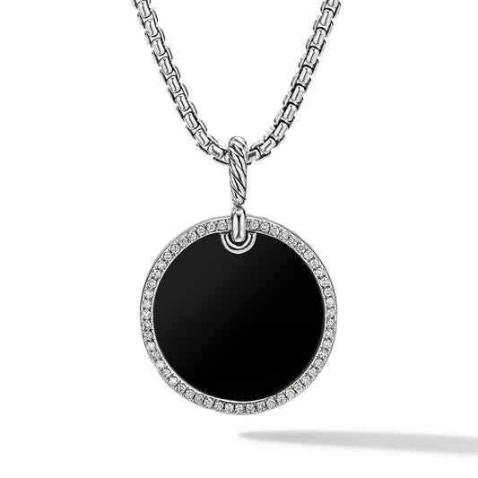 DY Elements Disc Pendant with Black Onyx and Pave Diamond Rim - David Yurman- Diamond Cellar
