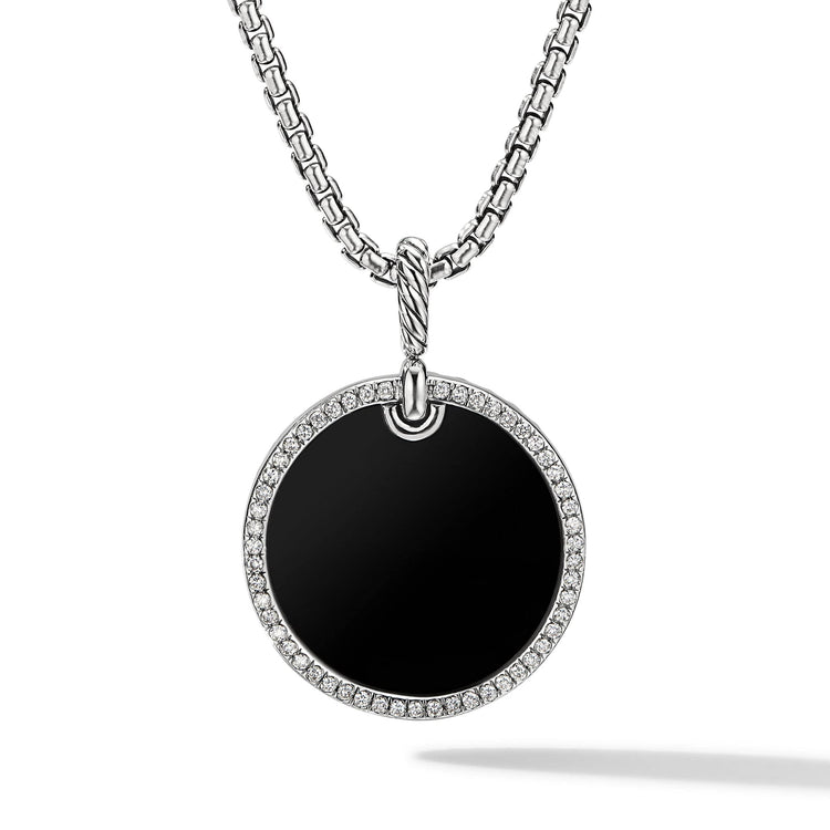 DY Elements Disc Pendant with Black Onyx and Pave Diamond Rim - David Yurman- Diamond Cellar