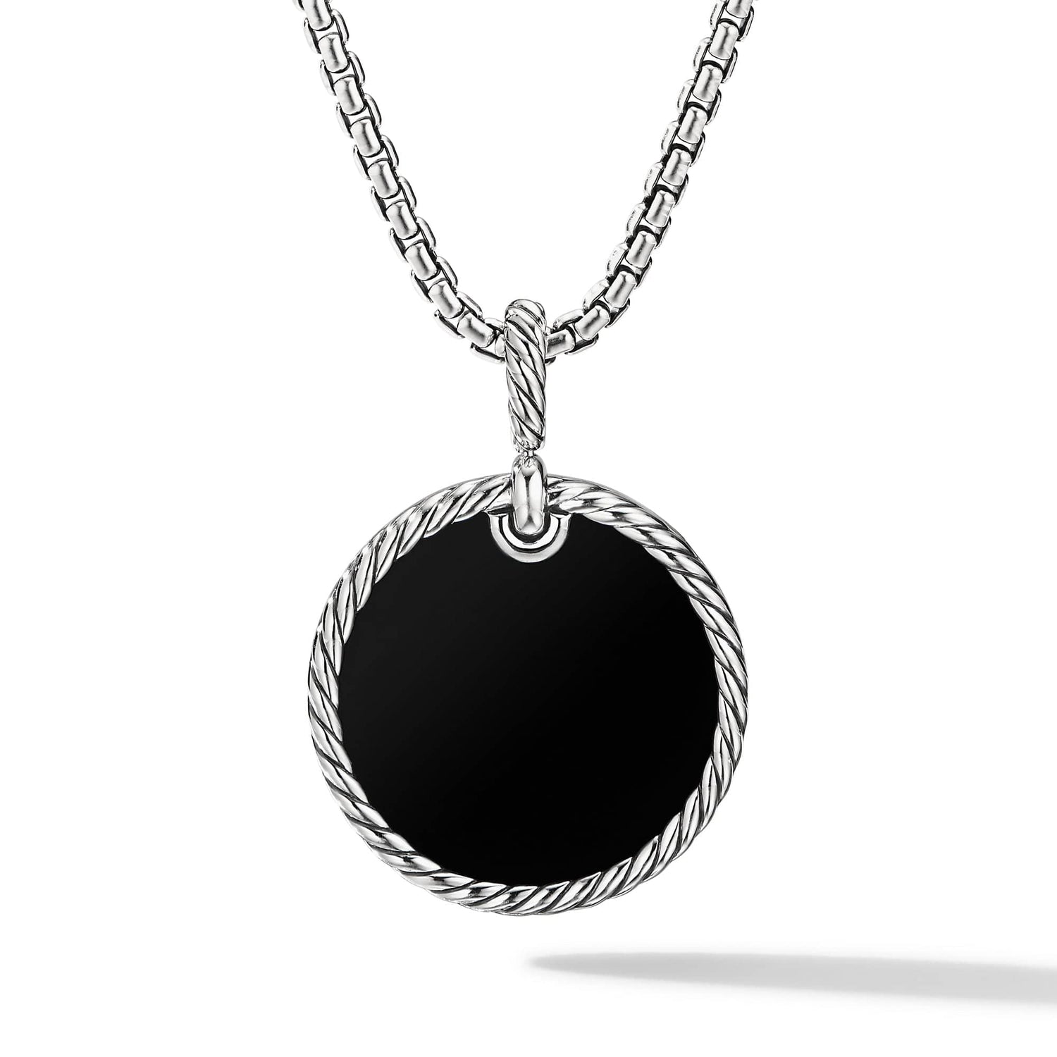 DY Elements Disc Pendant with Black Onyx and Pave Diamond Rim - David Yurman- Diamond Cellar
