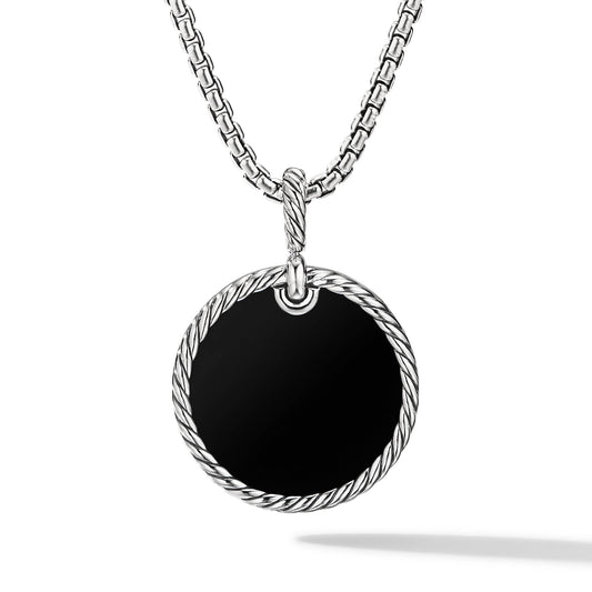 DY Elements Disc Pendant with Black Onyx and Pave Diamond Rim - David Yurman- Diamond Cellar