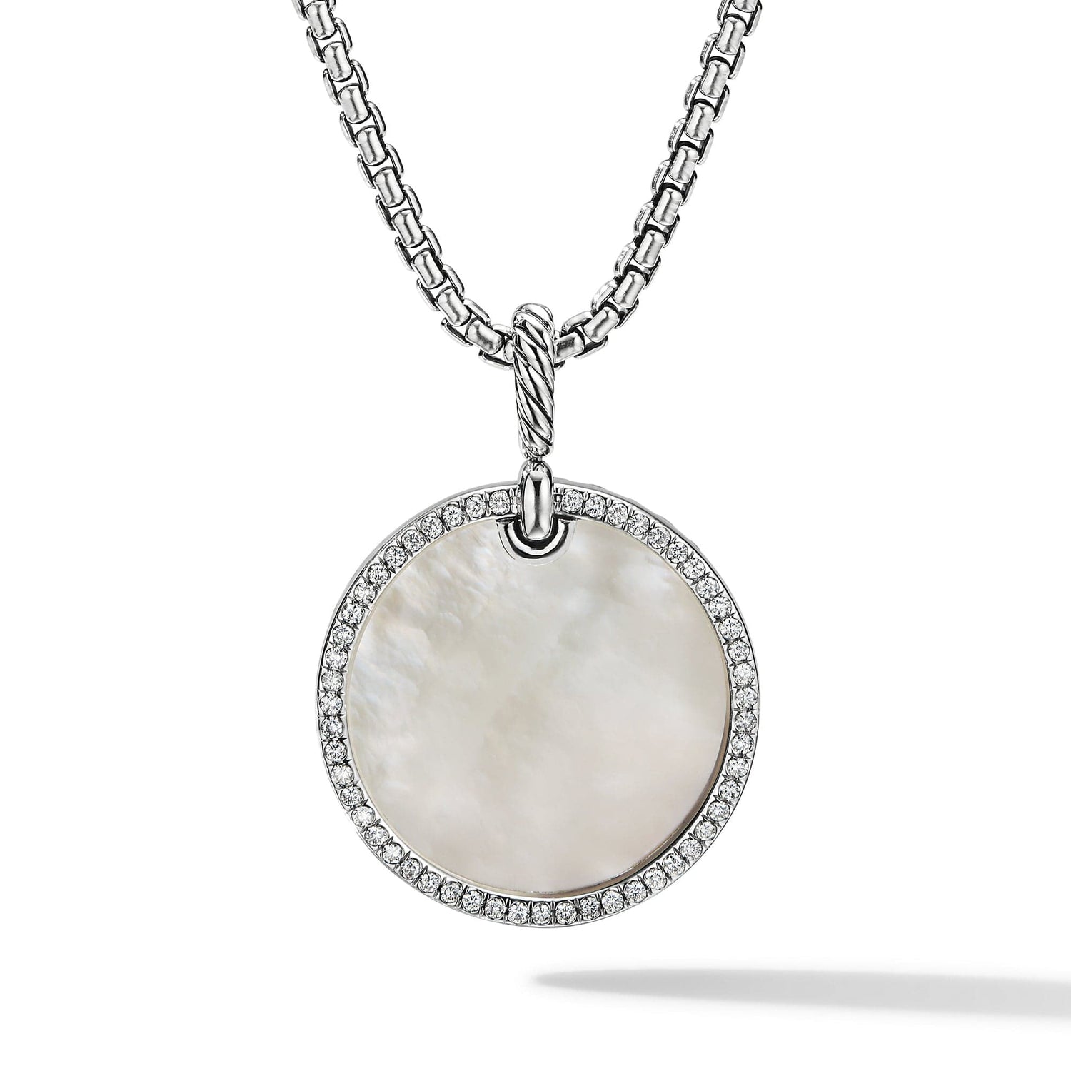 DY Elements Disc Pendant with Mother of Pearl and Pave Diamond Rim - David Yurman- Diamond Cellar