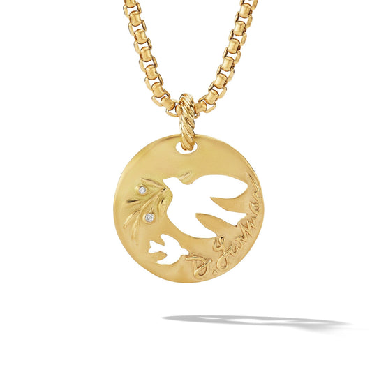 DY Elements Dove Pendant in 18K Yellow Gold with Diamonds - David Yurman- Diamond Cellar