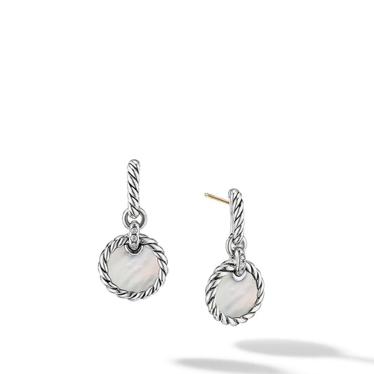 DY Elements Drop Earrings with Mother of Pearl and Pave Diamonds - David Yurman- Diamond Cellar