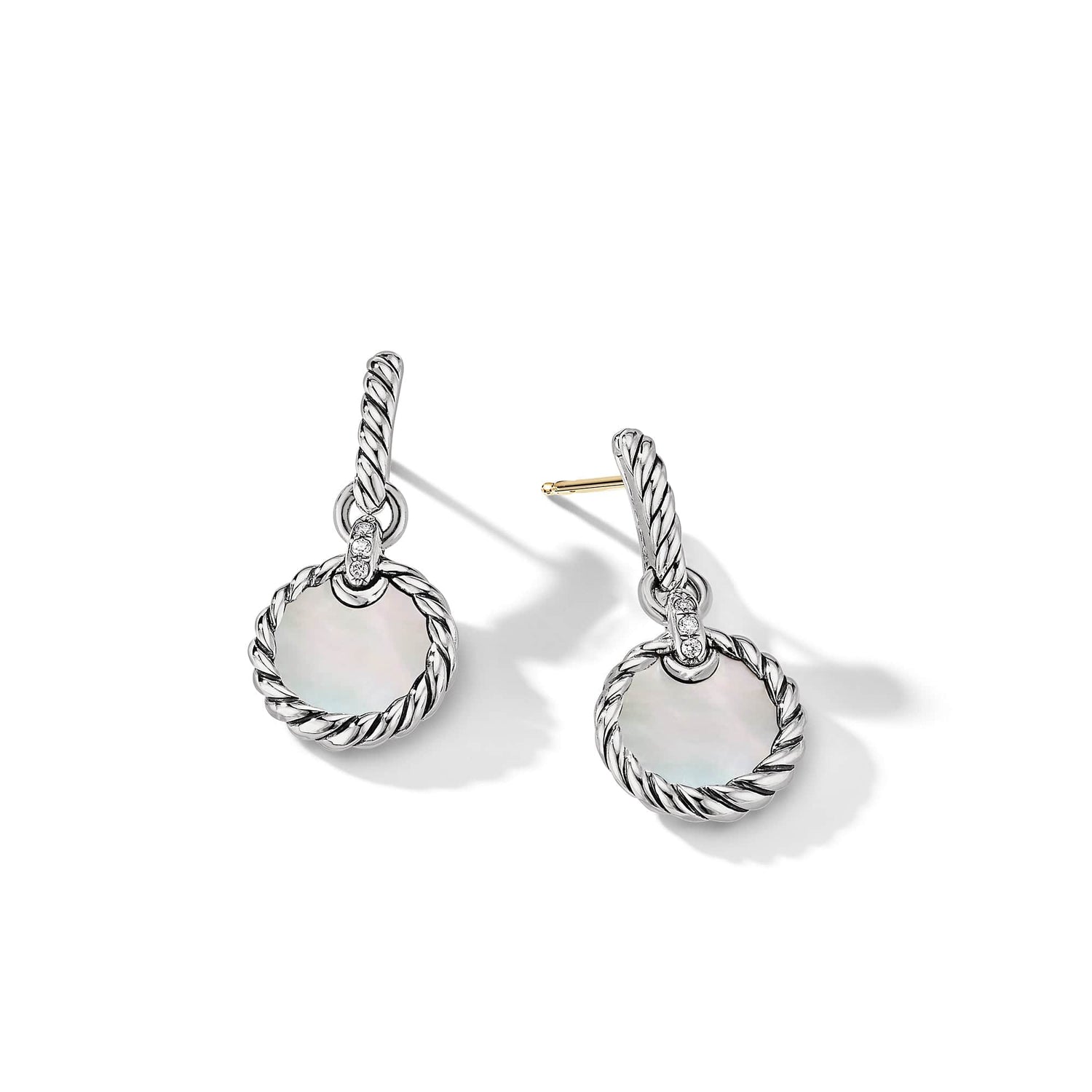 DY Elements Drop Earrings with Mother of Pearl and Pave Diamonds - David Yurman- Diamond Cellar
