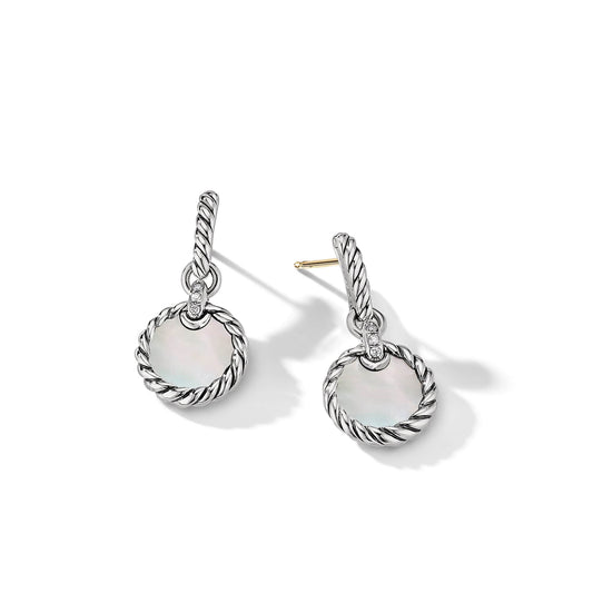 DY Elements Drop Earrings with Mother of Pearl and Pave Diamonds - David Yurman- Diamond Cellar