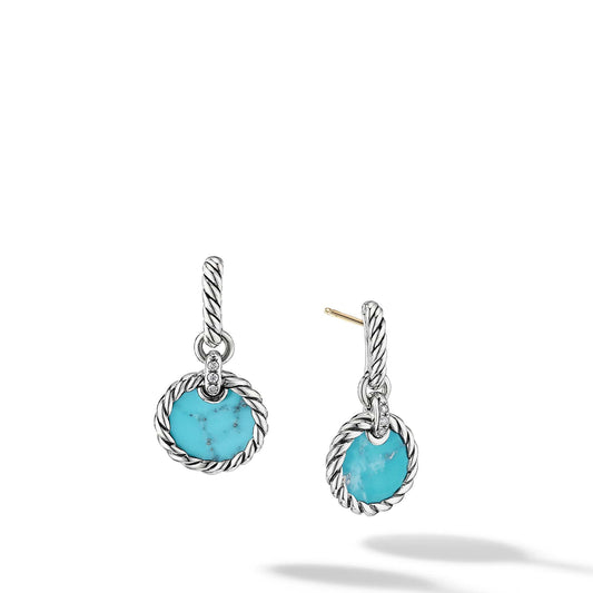 DY Elements Drop Earrings with Turquoise and Pave Diamonds - David Yurman- Diamond Cellar