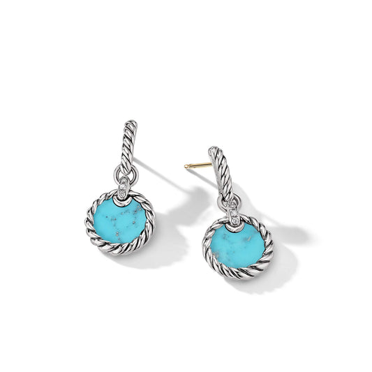 DY Elements Drop Earrings with Turquoise and Pave Diamonds - David Yurman- Diamond Cellar