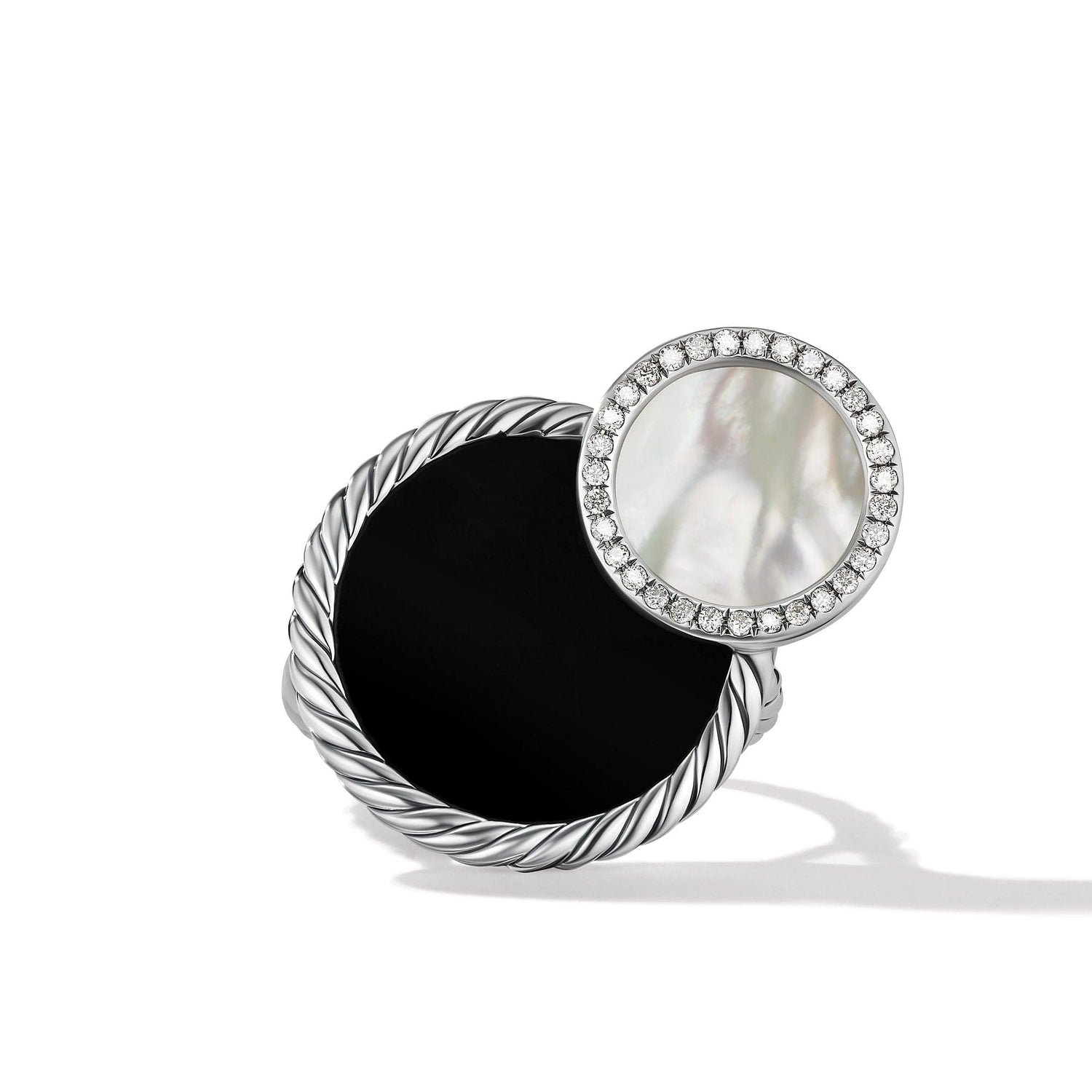DY Elements Eclipse Ring with Black Onyx, Mother of Pearl and Pave Diamonds - David Yurman- Diamond Cellar