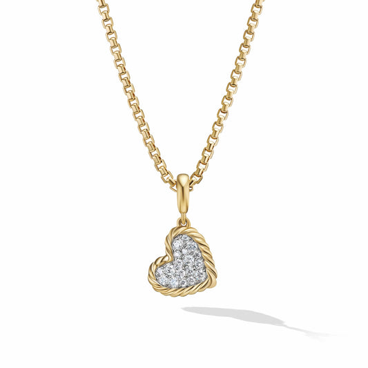 DY Elements Heart Pendant in 18K Yellow Gold with Pave Diamonds - David Yurman- Diamond Cellar