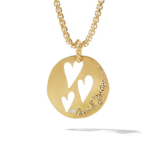 DY Elements Open Hearts Pendant in 18K Yellow Gold with Diamond - David Yurman- Diamond Cellar
