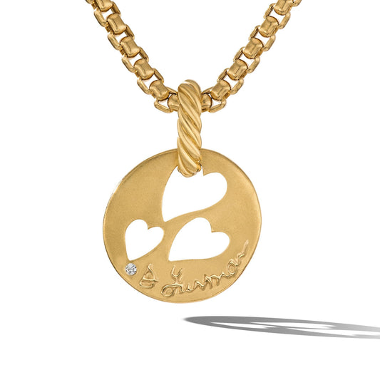DY Elements Open Hearts Pendant in 18K Yellow Gold with Diamonds - David Yurman- Diamond Cellar