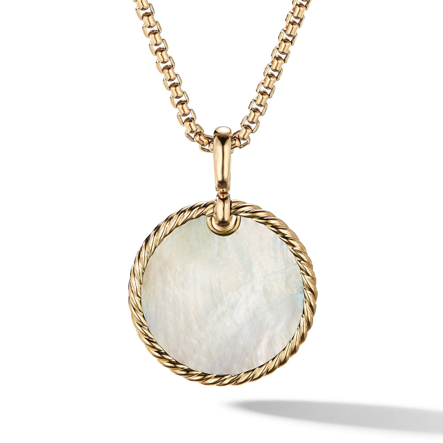 DY Elements Reversible Disc Pendant in 18K Yellow Gold with Black Onyx and Mother of Pearl - David Yurman- Diamond Cellar