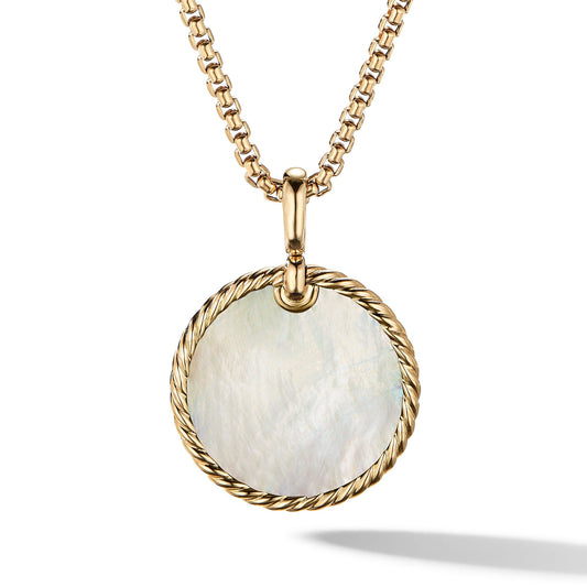 DY Elements Reversible Disc Pendant in 18K Yellow Gold with Black Onyx and Mother of Pearl - David Yurman- Diamond Cellar