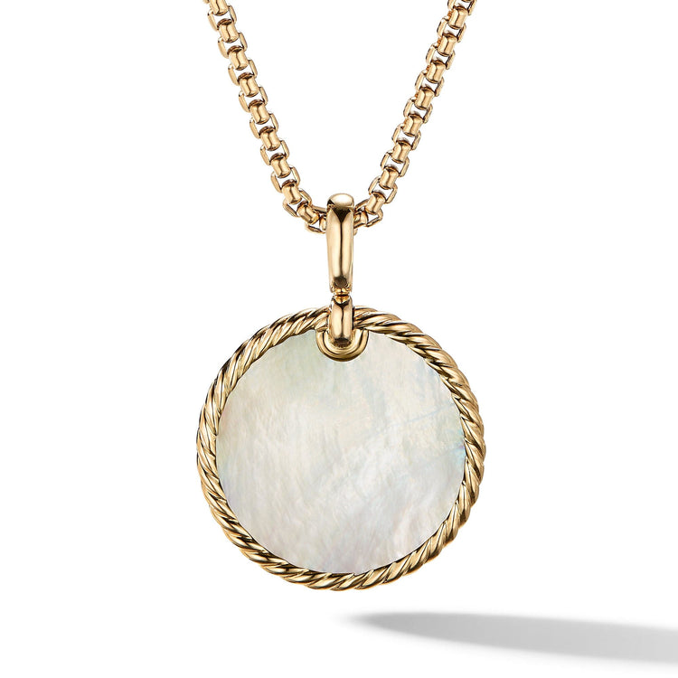 DY Elements Reversible Disc Pendant in 18K Yellow Gold with Black Onyx and Mother of Pearl - David Yurman- Diamond Cellar