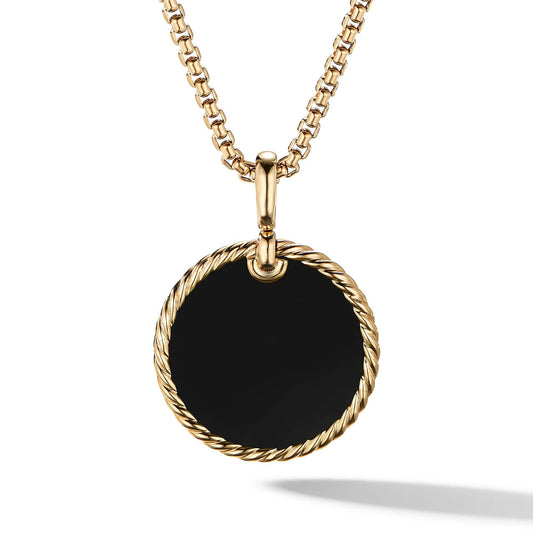 DY Elements Reversible Disc Pendant in 18K Yellow Gold with Black Onyx and Mother of Pearl - David Yurman- Diamond Cellar