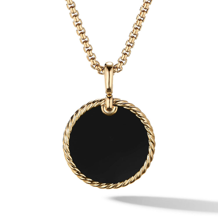 DY Elements Reversible Disc Pendant in 18K Yellow Gold with Black Onyx and Mother of Pearl - David Yurman- Diamond Cellar