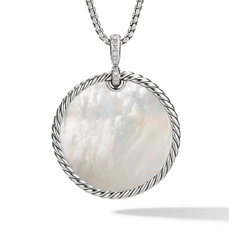 DY Elements Reversible Disc Pendant with Black Onyx and Mother of Pearl and Pave Diamonds - David Yurman- Diamond Cellar
