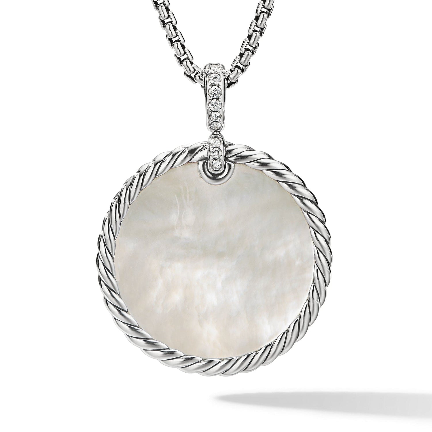DY Elements Reversible Disc Pendant with Black Onyx and Mother of Pearl and Pave Diamonds - David Yurman- Diamond Cellar