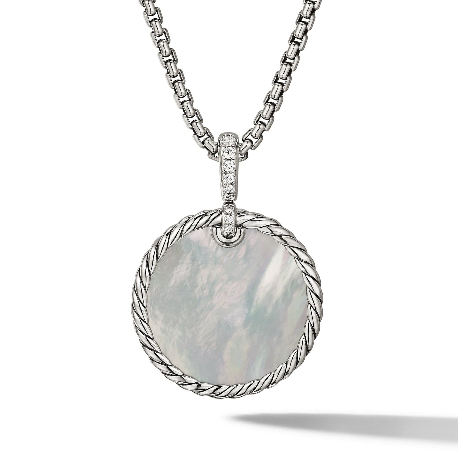 DY Elements Reversible Disc Pendant with Black Onyx and Mother of Pearl and Pave Diamonds - David Yurman- Diamond Cellar