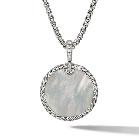 DY Elements Reversible Disc Pendant with Black Onyx and Mother of Pearl and Pave Diamonds - David Yurman- Diamond Cellar