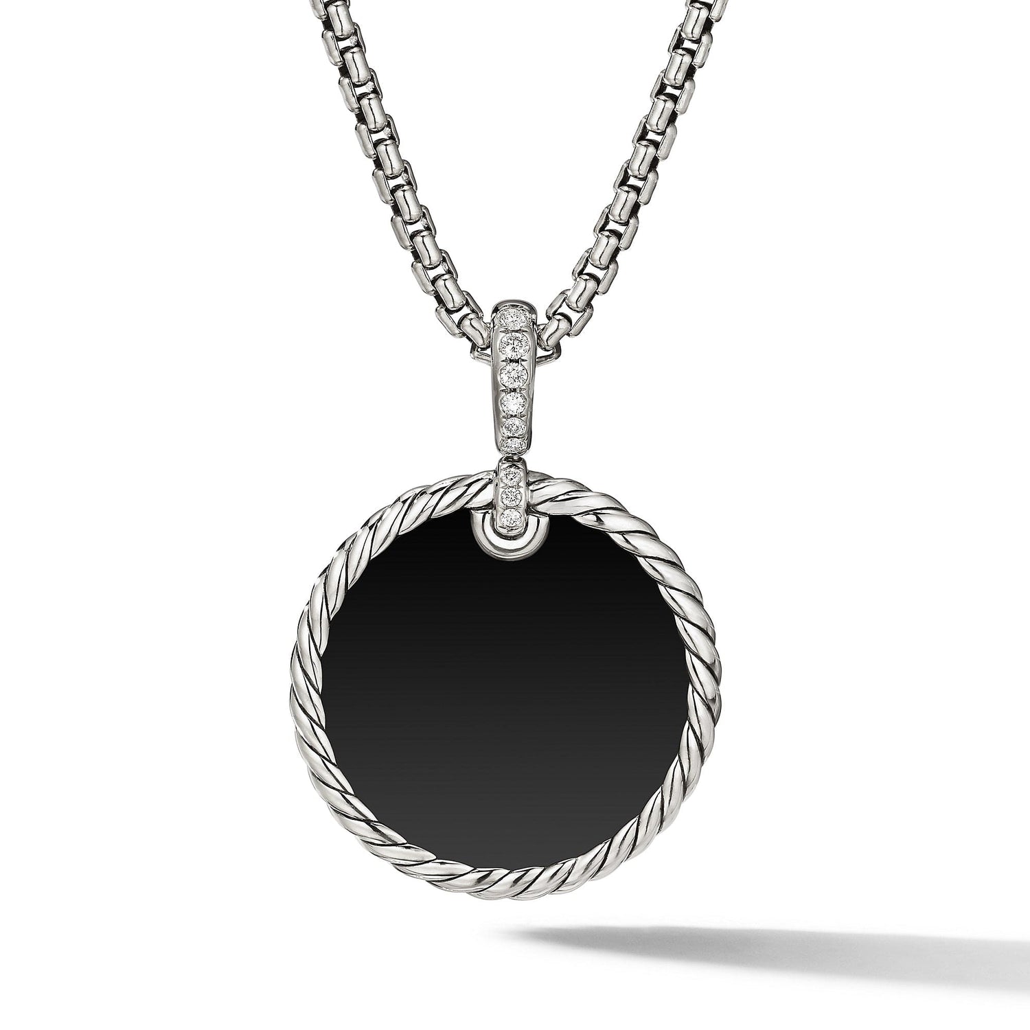 DY Elements Reversible Disc Pendant with Black Onyx and Mother of Pearl and Pave Diamonds - David Yurman- Diamond Cellar