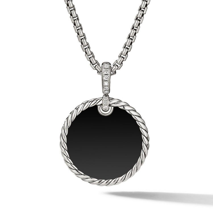 DY Elements Reversible Disc Pendant with Black Onyx and Mother of Pearl and Pave Diamonds - David Yurman- Diamond Cellar
