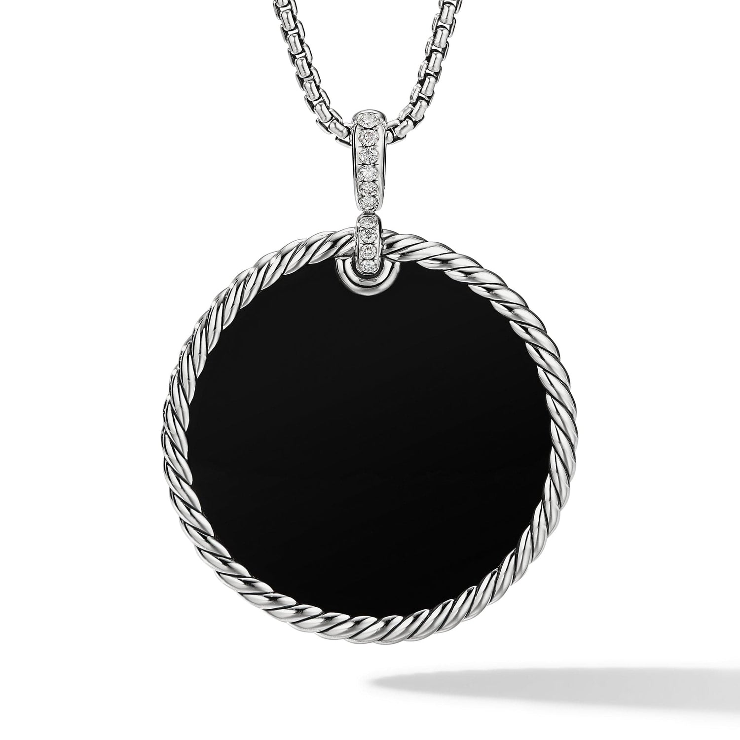 DY Elements Reversible Disc Pendant with Black Onyx and Mother of Pearl and Pave Diamonds - David Yurman- Diamond Cellar