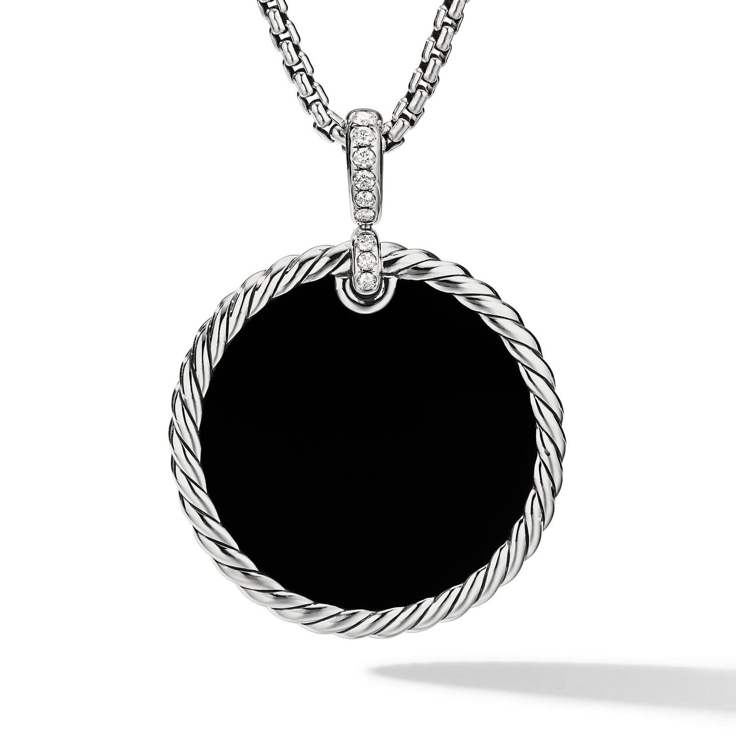 DY Elements Reversible Disc Pendant with Black Onyx and Mother of Pearl and Pave Diamonds - David Yurman- Diamond Cellar