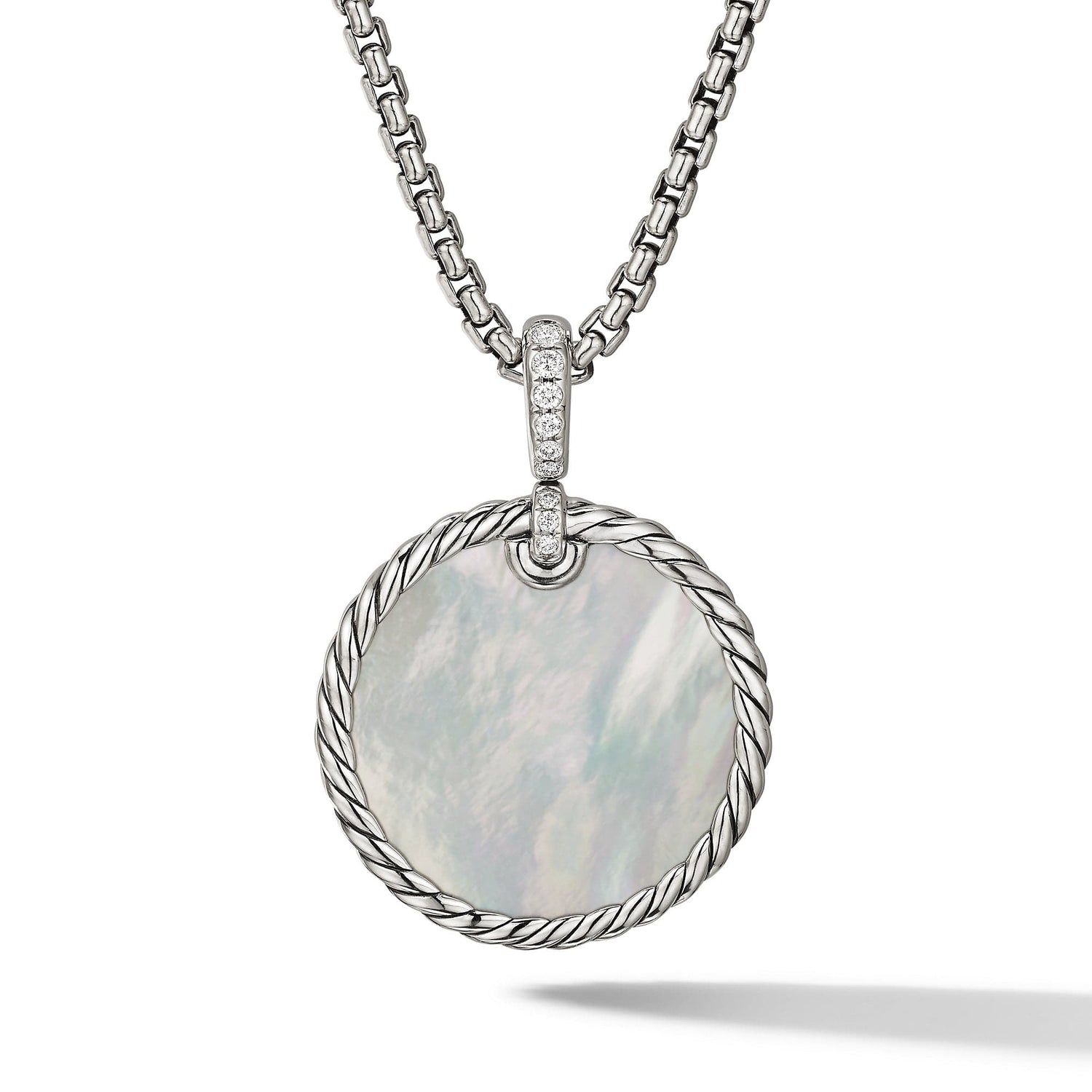DY Elements Reversible Disc Pendant with Turquoise and Mother of Pearl and Pave Diamonds - David Yurman- Diamond Cellar